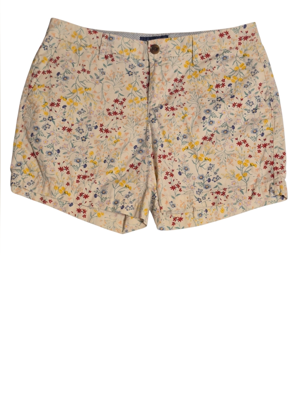 Floral Print Women's Cotton Shorts - Cream Old Navy Size 4